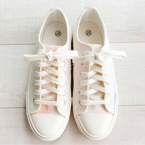 Pastel/white colourblock canvas sneakers